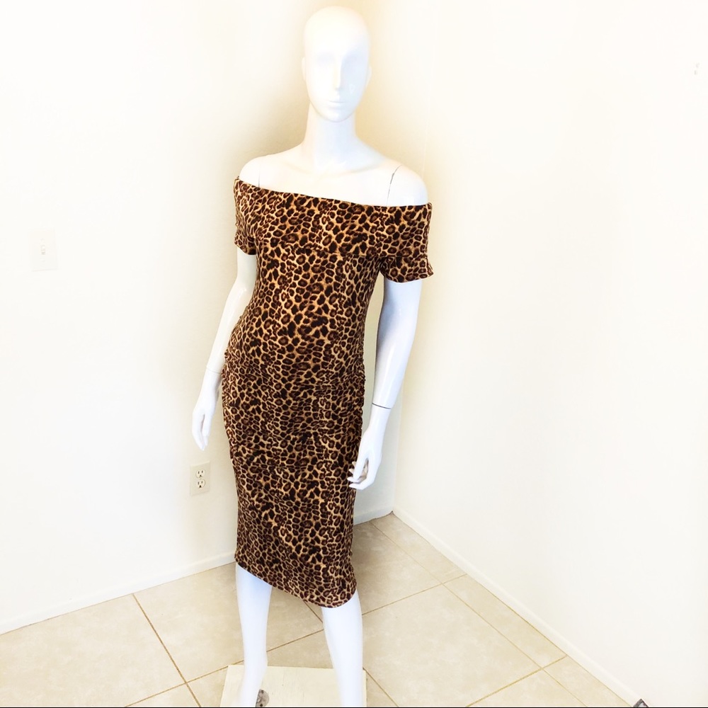 Sexy maternity leopard print bodycon dress
